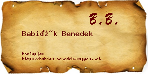 Babiák Benedek névjegykártya