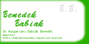 benedek babiak business card